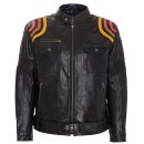 King Kerosin Biker Leather Jacket - Cafe Racer Black