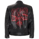 King Kerosin Biker Leather Jacket - Cafe Racer Black XXL