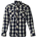King Kerosin Lumberjack / Denim Kevlar Reversible Jacket - Turning Shirt Blue-Cream