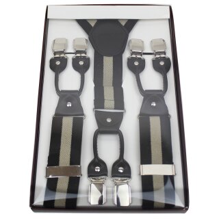 Banned Suspenders - Rockabilly Braces Stripe Beige