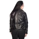 Black Pistol Ladies Faux Leather Biker Jacket - Rockers XL