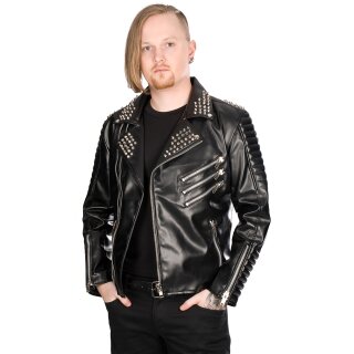 Black Pistol Faux Leather Biker Jacket - Rockers XXL