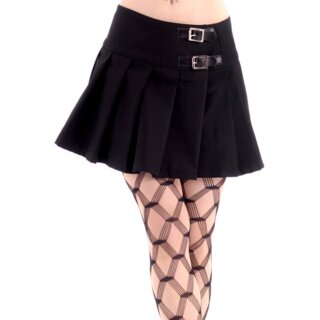 Black Pistol Pleated Mini Skirt - Buckle Mini Denim M