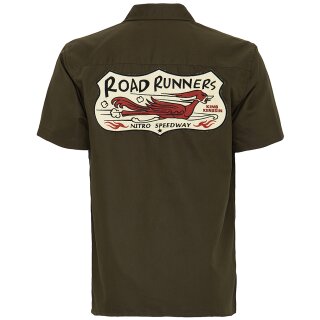 Camisa de trabajo King Kerosin Vintage - Road Runners Olive 3XL