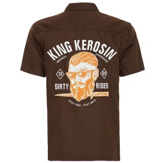 King Kerosin Vintage Worker Hemd - Dirty Rider Braun L