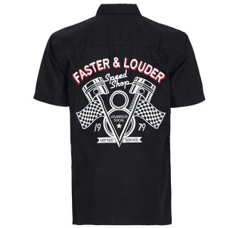King Kerosin Vintage Worker Shirt - Faster & Louder Noir L