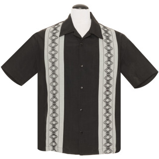 Steady Clothing Vintage Bowling Shirt - Guayabera Estable Black L