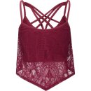 Killstar Lace Strappy Top - Deadly Beloved Wine