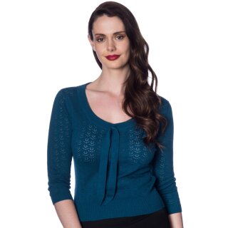 Pull Vintage Dancing Days - Pointelle Turquoise Années 50