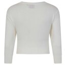 Crop Top Banned Retro 3/4 Arm - Pussy Bow Blanc