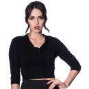 Banned Retro 3/4-Arm Crop Top - Pussy Bow Schwarz S