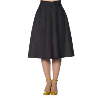 Banned Retro Circle Skirt - Secretary Flare Grey M