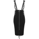 Killstar Pencil Skirt with Suspenders - Tempest Black