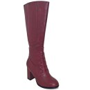 Banned Retro Vintage High Boots - Roscoe Burgundy 40