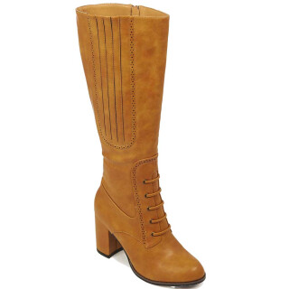 Banned Retro Vintage High Boots - Roscoe Ochre 41