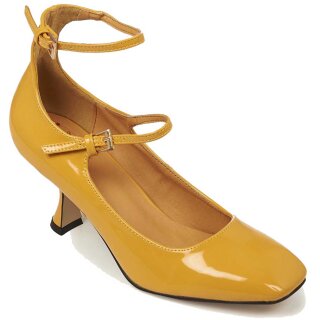 Banned Retro Patent Leather Pumps - Margarita Yellow 36
