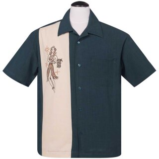 Camisa de bolos Steady Clothing Vintage - Mai Tai Mirage Turquesa XL