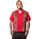 Steady Clothing Vintage Bowling Shirt - Leopard Panel Rouge