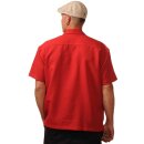 Steady Clothing Vintage Bowling Shirt - Leopard Panel Red S