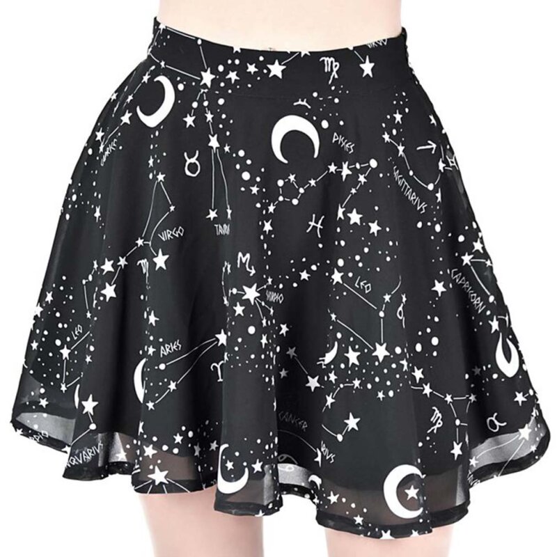 Killstar Star Print Chiffon Mini Skirt - Milky Way, € 39,90