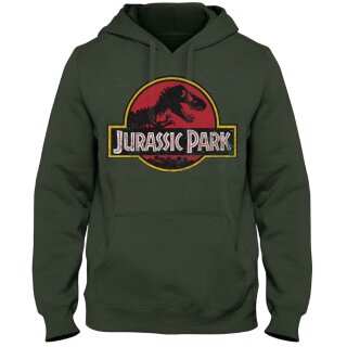 Suéter con capucha de Jurassic Park - Logotipo clásico de Olive