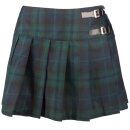 Black Pistol Pleated Mini Skirt - Buckle Mini Tartan Green
