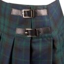 Black Pistol Pleated Mini Skirt - Buckle Mini Tartan Green XL