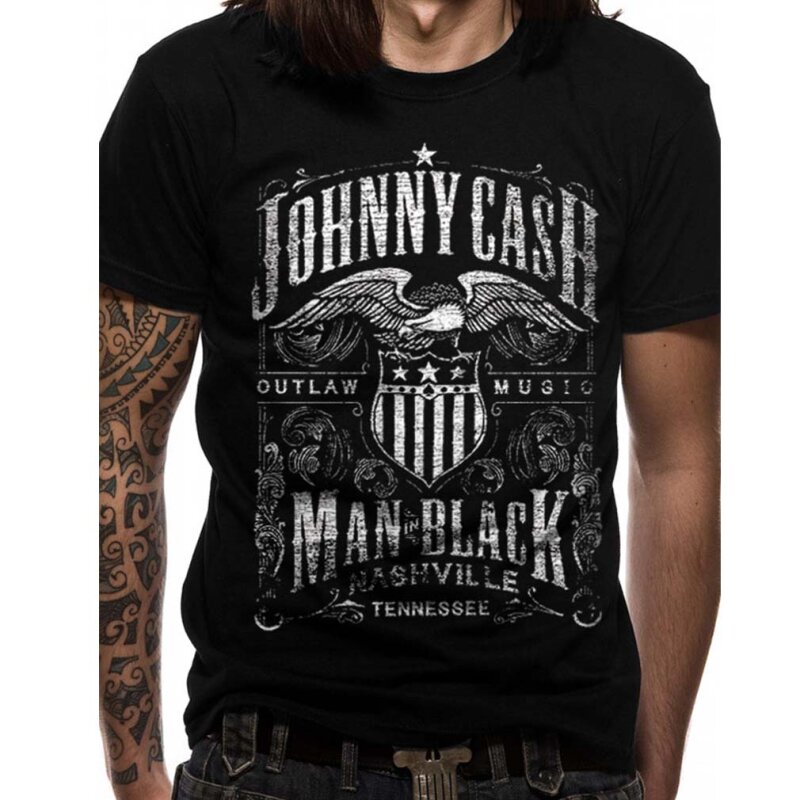 Officiel Johnny Cash T Shirt Label Homme noir XL NOUVEAU Outlaw Music Nashville 