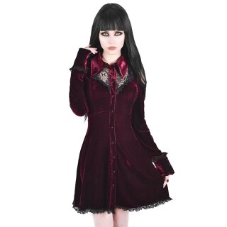 Killstar Velvet Mini Dress - Dead Silent Wine Red XS
