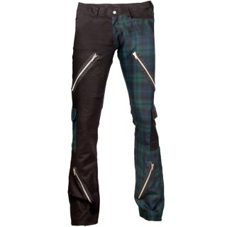 Black Pistol Jeans Trousers - Freak Pants Tartan Green 40