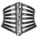 Punk Rave Patent Leather Waist Cincher - Black Cage M-L