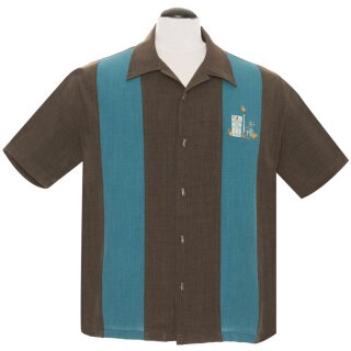 Steady Clothing Vintage Bowling Shirt - The Mickey Brown S