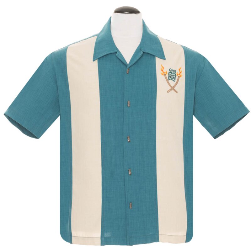 Steady Clothing Vintage Bowling Shirt - Tropical Itch Teal, € 64,90