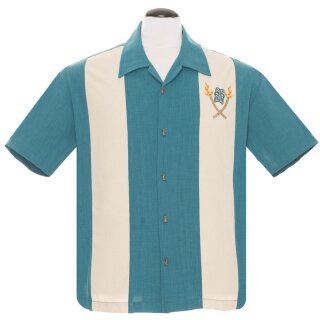 Steady Clothing Vintage Bowling Shirt - Tropical Itch Teal 3XL