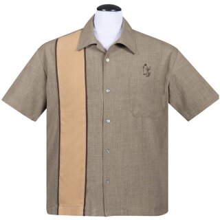 Steady Clothing Vintage Bowling Shirt - Palm Springs Light Brown M