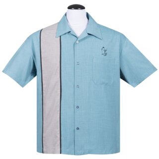 Steady Clothing Vintage Bowling Shirt - Palm Springs Hellblau