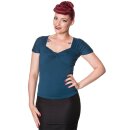 Banned Retro Vintage Top - She Who Dares Petrol XS