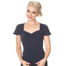 Banned Retro Vintage Top - She Who Dares Midnight Blue