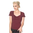 Banned Retro Vintage Top - She Who Dares Burgundy XS