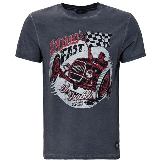 King Kerosin Dirtywash T-Shirt - Devil Race Grey