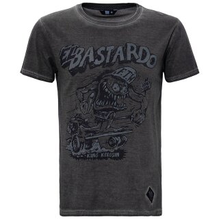 King Kerosin Dirtywash T-Shirt - El Bastardo Stahlgrau S