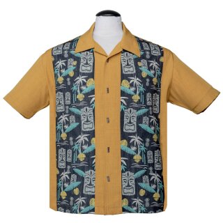 Chemise de Bowling Vintage Steady Clothing - Tiki In Paradise Jaune Moutarde S