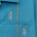 Steady Clothing Camicia da bowling vintage - Tiki Retro Stitch Turchese a punto retrò