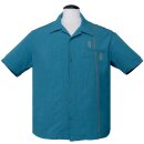 Steady Clothing Vintage Bowling Shirt - Tiki Retro Stitch Turquoise XXL