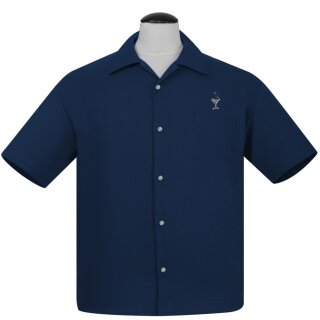 Steady Clothing Vintage Bowling Shirt - Martini Dark Blue XXL
