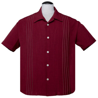 Steady Clothing Vintage Bowling Shirt - The Otis Dunkelrot XL