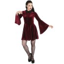 Hell Bunny Velvet Skater Dress - Prudence Wine Red