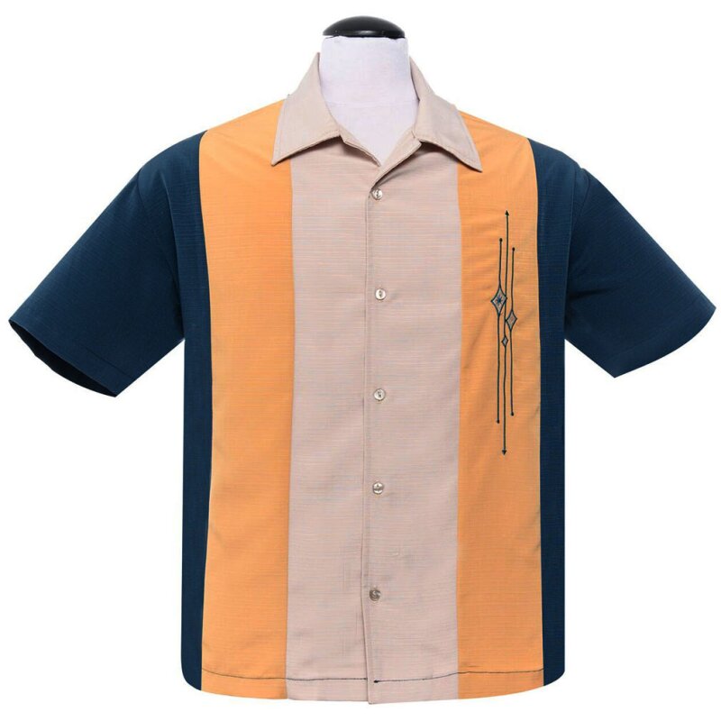 Steady Clothing Vintage Bowling Shirt - The Trinity Teal-Yellow, € 64,90