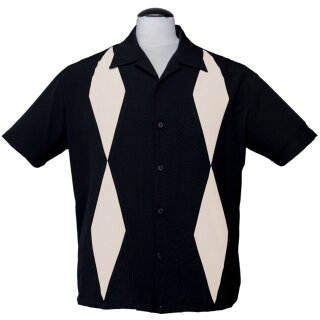 Steady Clothing Vintage Bowling Shirt - Diamond Duo Black XS