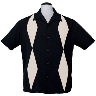 Steady Clothing Vintage Bowling Shirt - Diamond Duo Black XXL